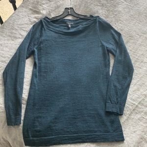 LAST CALL!!  Teal boatneck Eileen Fisher Merino wool sweater
